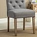 Roundhill Furniture Habit Grey Solid Wood Tufted Parsons Dining Chair (Set of 2), Gray