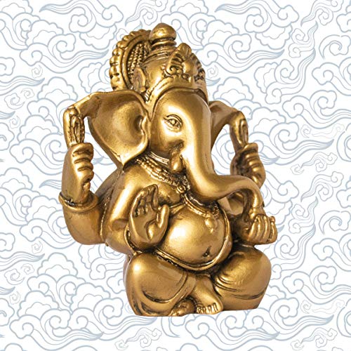 Estatua de Lord Ganesha India 4.5 pulgadas Dorado miniatura 2