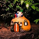 Amugmilk Fairy Garden Houses for Outside,Outdoor Solar Mini Gnomes Statues Decorations for Yard Patio Lawn,Mother's Day Housewarming Gifts for Women
