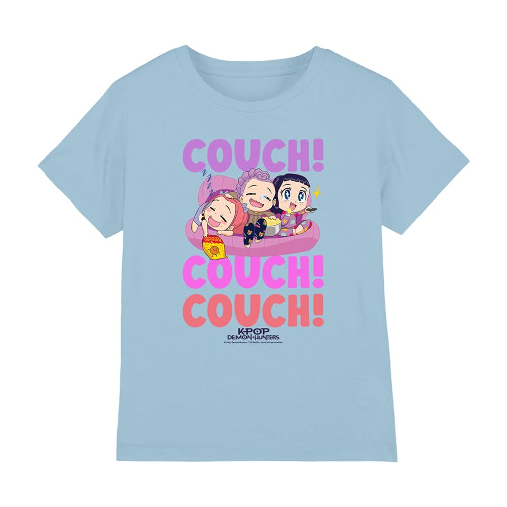 Kpop Demon Hunters - Huntrix Couch Couch Couch Kids T Shirt, Light Blue, 5-6