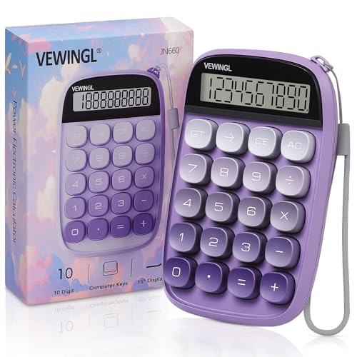 VEWINGL Mechanical Switch Calculator,Purple Calculator Cute 10 Digit Large LCD Display and Buttons,Calculator with Large LCD Display Great for Everyday Life and Basic Office Work