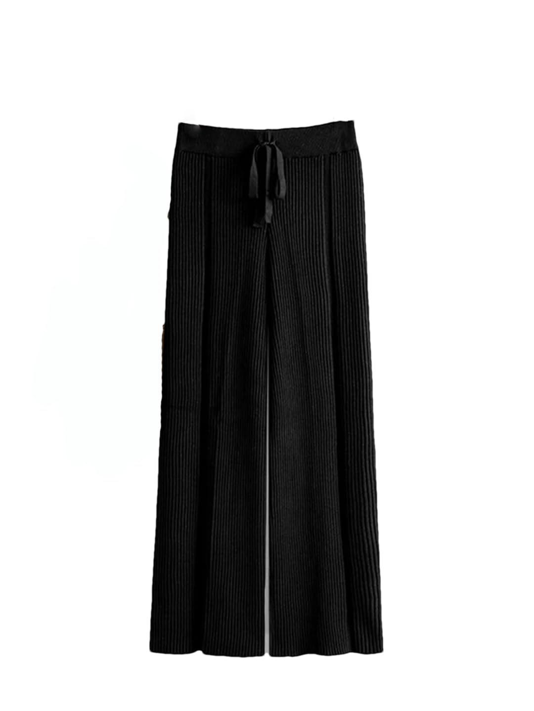 Fnfmrfmr Women Drawstring Straight Wide Leg Pants Casual High Waist Loose Knitted Trousers