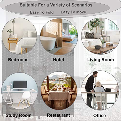 Folding Room Screen Divider Hand-Woven Design Room Divider 6ft High Fiber Free-Standing Privacy Screen Suitable for Living Room and Study (Black, 4 Panels) - Thumbnail 6