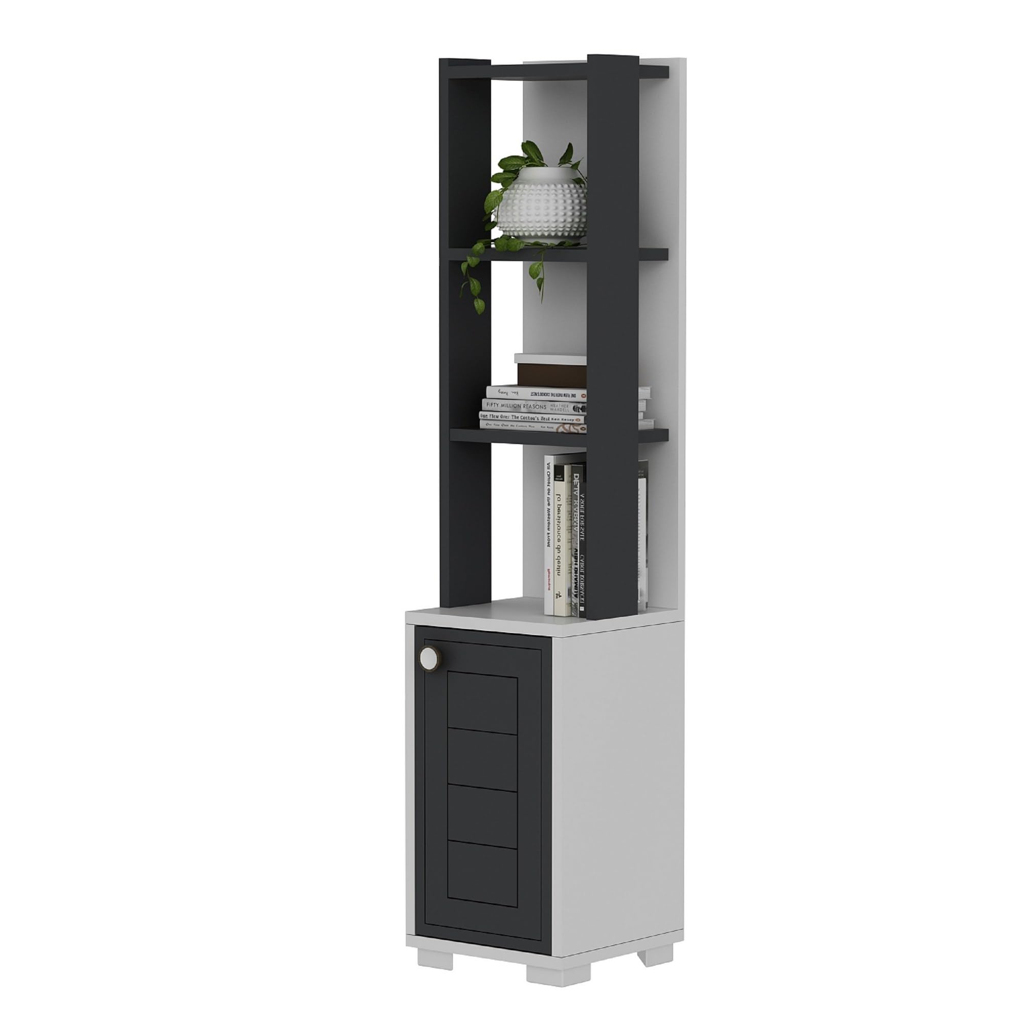 Hanah Home Bookshelf, Bianco Antracite, Taglia Unica