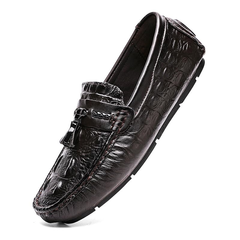 Men's Loafers Shoes Round Toe PU Leather Driving Style Loafer Comfortable Flexible Lightweight Casual Walking Slip-ons