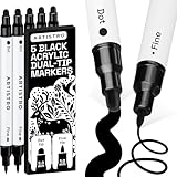 ARTISTRO 5 Precision Dual-Tip Acrylic Paint Markers – Paint Pens Set with Dot & Fine Tips for Fabric, Rock, Glass, Wood, Coloring Books – Classroom & Art Supplies Gift Teacher Appreciation Gift