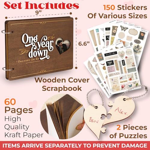 1 Year Anniversary Boyfriend Gifts - One Year Anniversary Dating Gifts For Her Girlfriend, First Paper Anniversary For Him Men, 1 Year Anniversary Scrapbook, 1st Anniversary Wedding Gift - Image 3