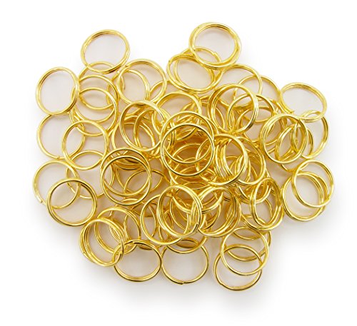 WEBandBUY Schlüsselringe/Split Rings 10mm Durchmesser Farbe Gold 15g ca.80 STK