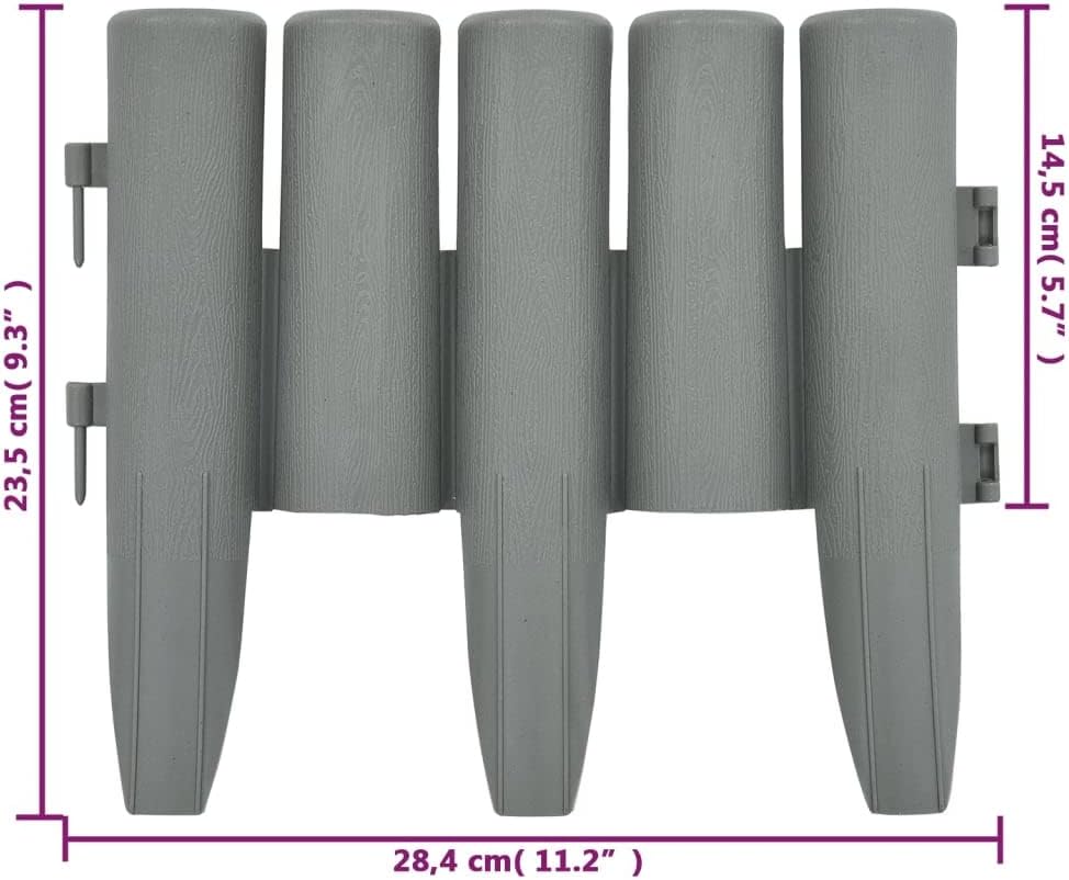 Lawn Edgings 36 pcs Gray 393.7" PP for DIY Outdoor Patio Balcony Yard Landscaping (Gray-40010)