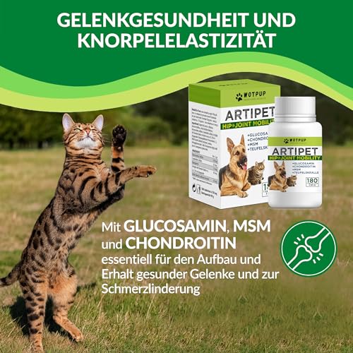 Gelenktabletten Hund - 180 hochkonzentrierte Tabletten mit MSM, Teufelskralle, Chondroitin und Glucosamin. Entzündungshemmend für Hunde, ideal zur Bekämpfung von Arthritis und Arthrose.