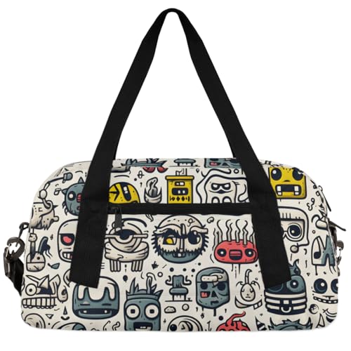 Weird Picture Graffiti Kids Duffle Bag Boys Girls Small Sport Dance Gym Bag for Overnight Travel Weekender Carry On