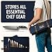 Asaya Waxed Canvas Knife Roll Bag - 15-Slot Chef Knife Bag with Leather Straps, Large Zippered Pocket and Card Holder - Carrying Case for Chefs and Culinary Students – Knives Not Included (Blue)