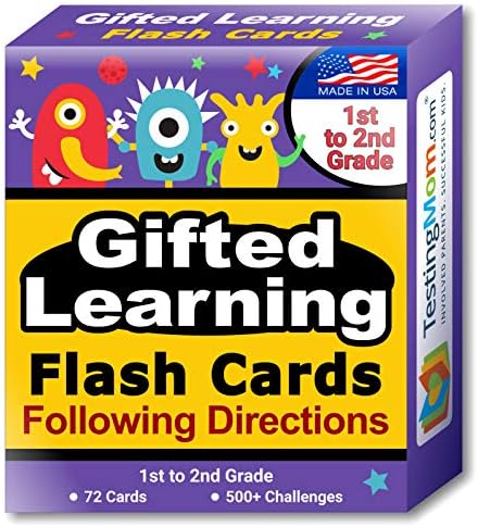 TestingMom.com Gifted Learning Flash Cards – Following Directions for 1st Grade - 2nd Grade – Practice for Grade 1 - Grade 2 CogAT Test, Iowa Test (ITBS), OLSAT Test, NYC Gifted and Talented, WPPSI