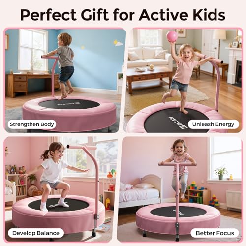 BCAN 36'' Toddler Trampoline, ASTM Certified - Kids Trampoline for Ages 1-6, Foam Handle & Safe Thickened Cover, Mini Trampolines for Kids Indoor, Easy to Assemble - Image 6