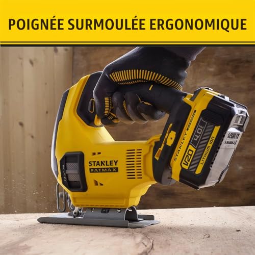 Stanley FATMAX Scie sauteuse sans fil 18V Lithium Ion Moteur Brushless Performante et pratique (Bois 55mm, Métal 8mm) Sans batterie ni Chargeur Gamme FATMAX V20 SFMCS600B-XJ