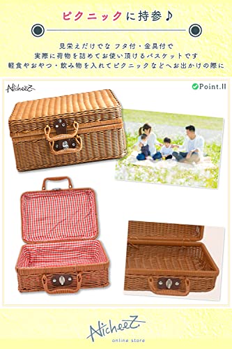 Nicheez ピクニック バスケット お弁当 かご 選べる2タイプ 