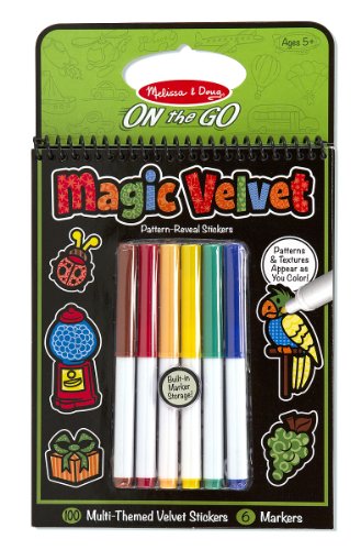 Melissa & Doug On the Go Magic Velvet Pattern-Reveal Sticker Book - 100+ Stickers, 6 Markers