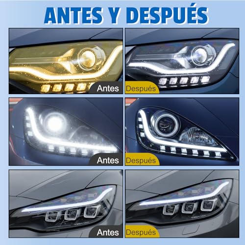 Kit Pulir Faros Coche 180ml con Esponja Premium – Restaurador de Faros, Elimina Amarilleamiento, Óxido y Arañazos, Alto Brillo y Protección UV Duradera - imagen 4