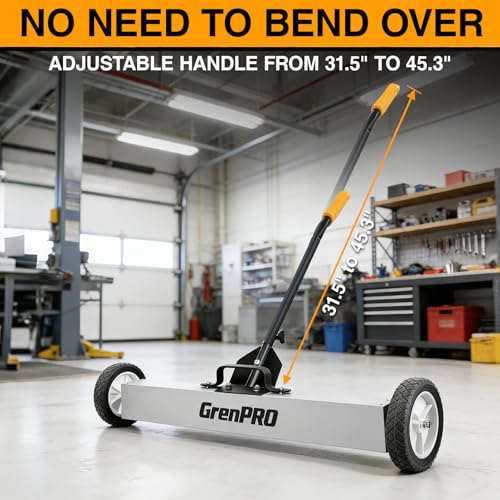 Image of GRENPRO 36 Inch Rolling Magnetic Sweeper with Pickup Tool