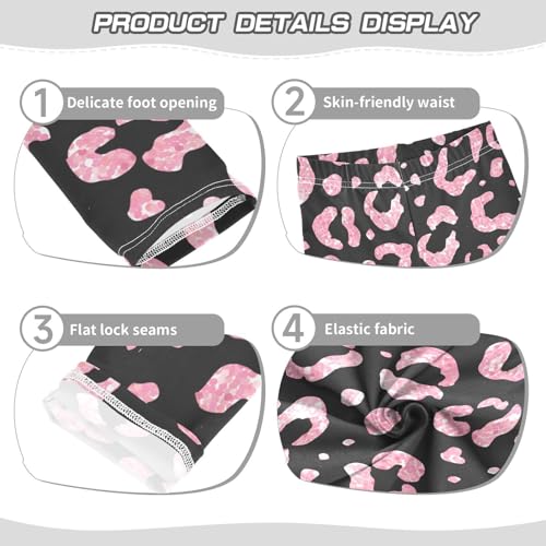 Girls' Leggings Ankle Length Printed Leggings Rose Pink Glitter Leopard Dot Soft Comfort Pants for Kids 4-10 Years4
