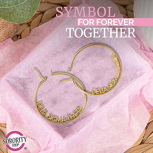 Sorority Shop Delta Sigma Theta- Hoop 18K Gold Plated Dainty Earrings for Women - Delta Sigma Theta Jewelry with Ideal 2" Diameter Hoops - Delta Sigma Theta Gifts3