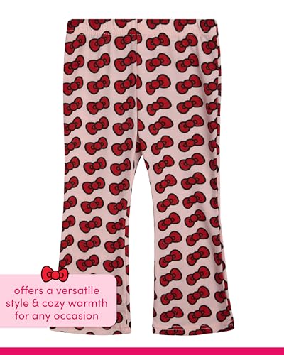 Image of Hello Kitty Girls Pant Set - 3 Piece Short Sleeve Graphic Tee Shirt Zip Up Fleece Jacket and Kids Pants Clothing Set, Size 6X, Red /Black /Bows