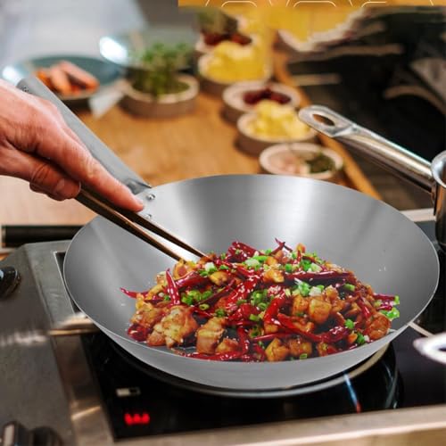 Wok de acero inoxidable con mango de madera 52 x 40 cm miniatura 5
