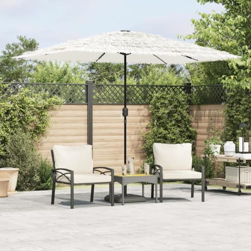 Sombrilla rectangular blanca 300 x 200 cm con mástil de acero con recubrimiento en polvo, 38 mm de diámetro, techo de paja de 8 capas, protección UV para jardín, terraza y exteriores