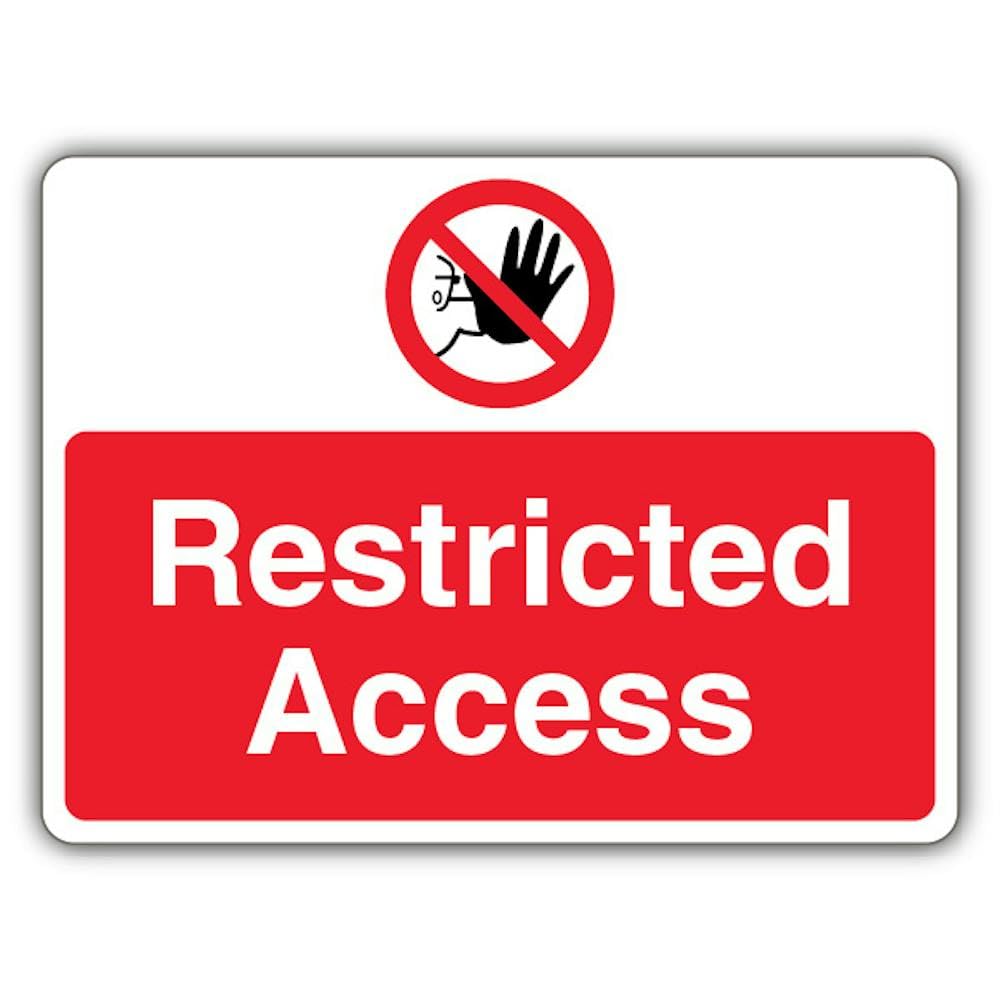 V Safety Restricted Access - Landscape Safety Sign - 600 x 450 mm - RA2 Reflective 3mm Aluminium Composite