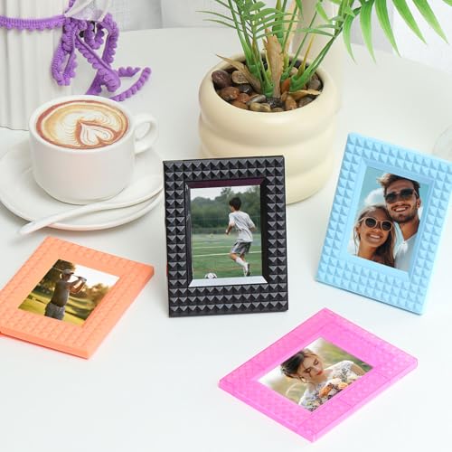 Mini cadre photo rétro bleu lot de 4 idéal pour affichage de table stable - 7