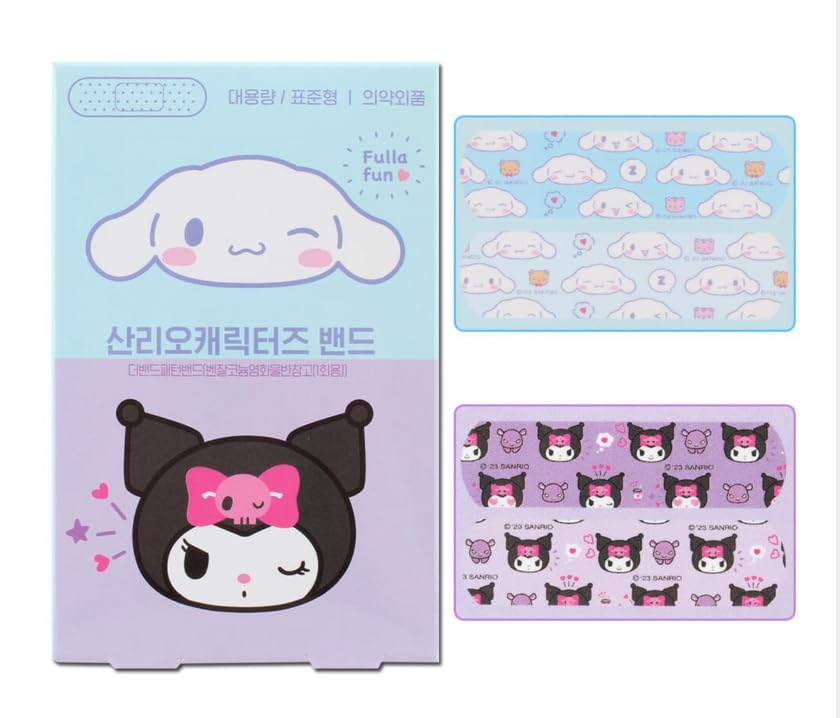Kuromi&CINNAMOROLL's Adhesive Bandages Set of 40 - Officially Licensed