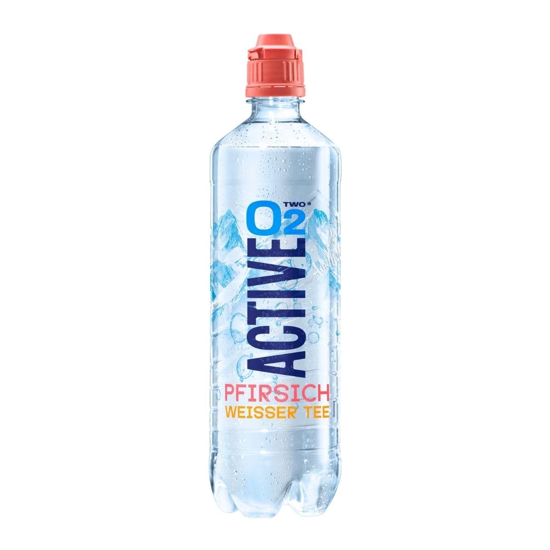O2 Active Pfirsich Weißer Tee 8x 0,75l – Erfrischungsgetränk ohne Kohlensäure – sanft aromatisiert & kalorienarm – 8er Vorratspack