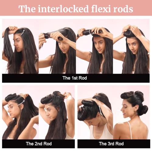 Image of MAYCREATE 6PCS Heatless Hair Curler to Sleep in No Heat, Satin Heatless Curls Overnight Rods Curling Set Jumbo Foam Sponge Hair Rollers Curlers for Long Hair Women Styling Tool, Beige