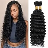 Deep Wave Human Braiding Hair For Boho Braids Full Bulk Human Hair For Braiding Curly Human Hair Braiding Hair Wet Wavy 100g 2 Bundles 18inch No Weft Micro Human Hair Extensions Natural Color