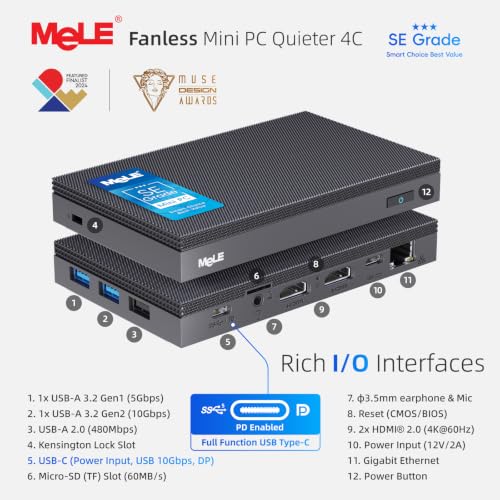 Image of MeLE SE Grade Quieter 4C Fanless Mini PC N150 (up to 3.6GHz) 8GB 128GB