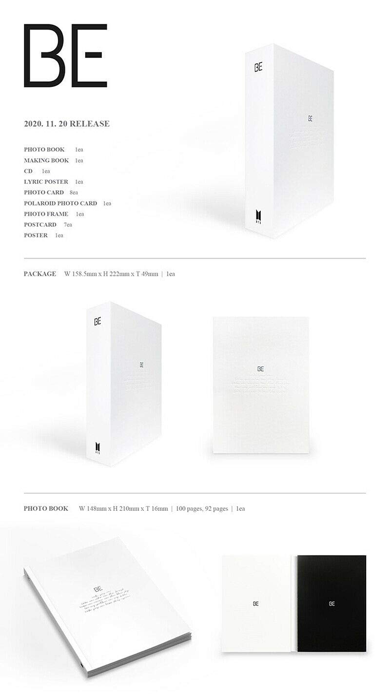 BTS [BE] DELUXE EDITION LIMITED Album. 1p CD+192p Photo Book+32p Making Book+1p Poster+8p Photo Card+1p Polaroid Card+1p Photo Frame+7p Post Card+1p Poster(On Pack)+TRACKING CODE K-POP SEALED