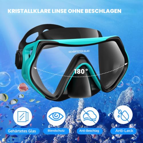 Schnorchelset Erwachsene, Schnorcheln Set mit Anti-Fog Taucherbrille und Dry Schnorchel… – Ansicht 2