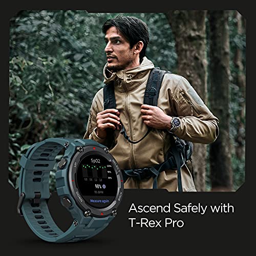 Image of Amazfit T-Rex Pro 48mm Smartwatch Fitness Watch with SpO2, Heart Rate, Sleep Monitor, Sports Watch with Over 100 Sports Modes, 10 ATM Waterproof, 18 Day Battery Life, GPS (Steel Blue)