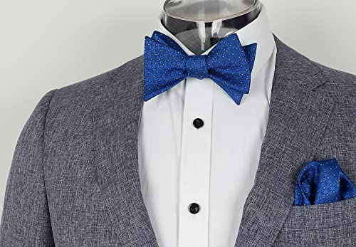 Image of Alizeal Mens 2pcs Solid Self-tied Bow Tie Set | Alizeal Mens 2pcs Self-tied Solid /Animal Bow Tie and Pocket Square Set Perfect for Wedding Business Formal Events