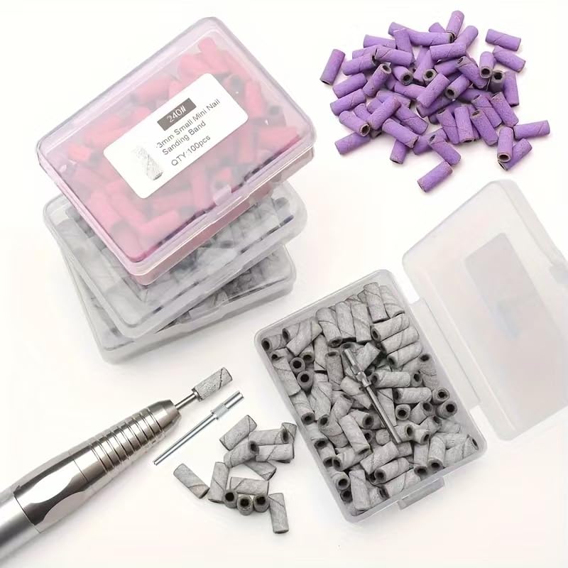 100PCS 240 Grit Nail Drill Sanding Bands with 3mm Mandrel