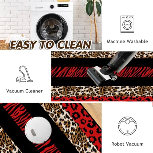 Tapete decorativo animal print negro y rojo 4x6 ft miniatura 7