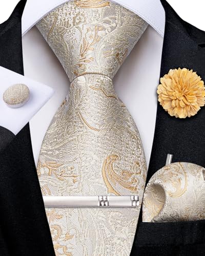 Image of DiBanGu Silk Zipper Ties for Men, Formal Pre-tied Necktie