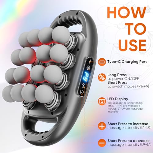 Image of 16 Head Massage Gun Deep Tissue, Quiet Back Massager for Pain Relief Deep Tissue with 9 Modes and 9 Intensities for Back, Shoulders, Arm, Legs, Foot, Body