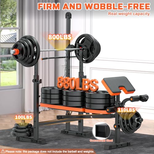 Image of Fostoy 8 in 1 Weight Bench Set with LAT Pulldow, Bench Press Rack with Leg Extension /Curl and Preacher Curl, 880lbs Olympic Weight Benches for Home Gym Full-Body Adjustable Strength Training Equipment