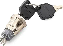 Bloqueio de chave de 16 mm, 6 pinos DPDT 2NO-2NC 3 posições sistemas de interruptor de bloqueio de trava para montagem em painel, painéis de controle, máquinas de venda automática, industrial e de