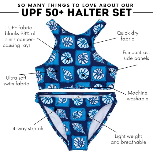 Image of SwimZip Girls' Halter Top and Bikini Bottom 2 Piece Set UPF 50+ Sun Protection