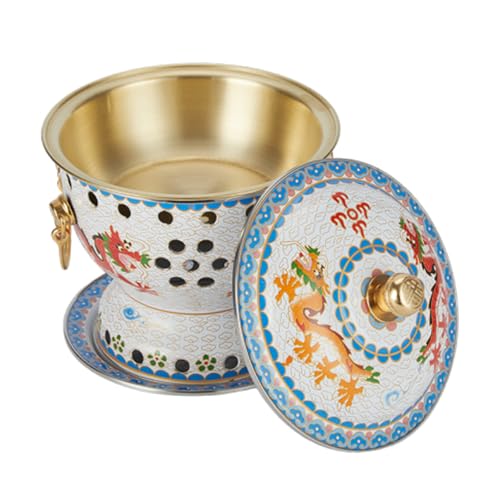 Olla caliente estilo chino, olla caliente de cobre de Beijing, olla esmaltada antigua de Beijing, olla caliente para una sola persona, reunión familiar, cobre con platillo, olla de calentamiento