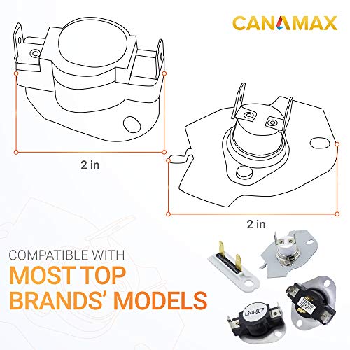 Canamax Premium 279769 Thermal Cut-Off Kit 3387134 Cycling Thermostat 3392519 Thermal Fuse Replacement - Compatible With Whirlpool Kenmore Dryers - Replaces 3977394 3390291 Ps345113 Ap6008325 #TOP2