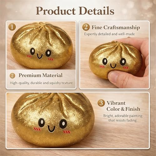 Image of Dumpling Squishy, Glitter Dumpling Squishy, Squishiest Dumplings with Steamer Box, Stress & Anxiety Relief Toys for Kids & Adults Non-Edible (Glitter White)