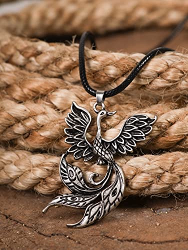 Haquil Phoenix Necklace, Rising Legendary Phoenix Pendant, Faux Leather Cord, Phoenix Jewelry Gift For Men And Women #TOP2